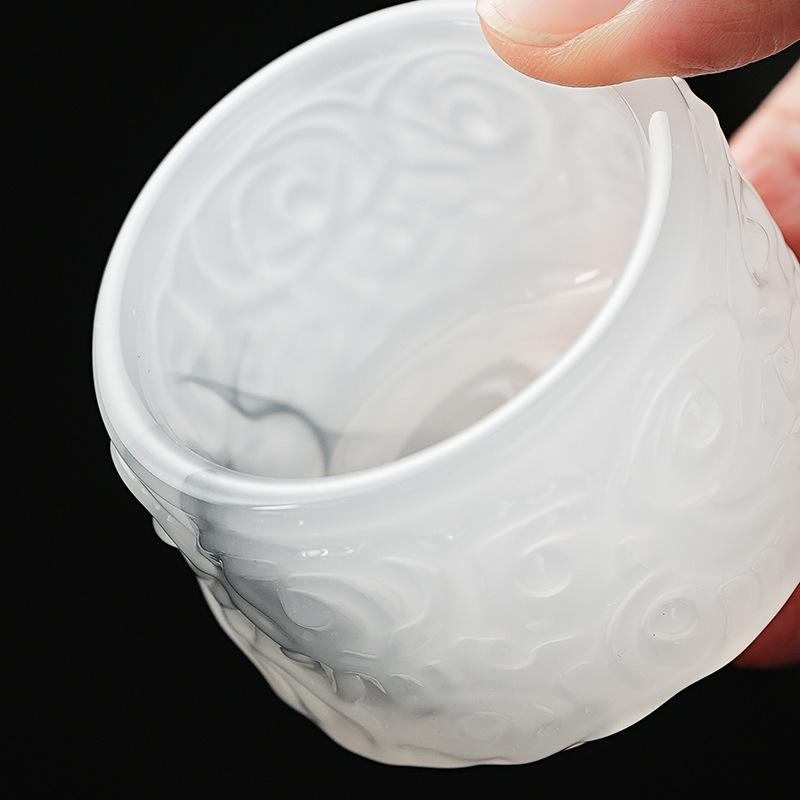 4-piece Set Glazed Jade Porcelain Master Cup Home Office Teacup Tea Cup Personal Cup Gift Box Gift Companion Gift