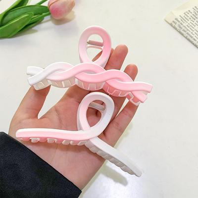 Simple Sweet Gradient Pink Hair Claw Clip for Women's Fashion Flat Hair Shark Clip New Korean Style Girl Hair Accessories