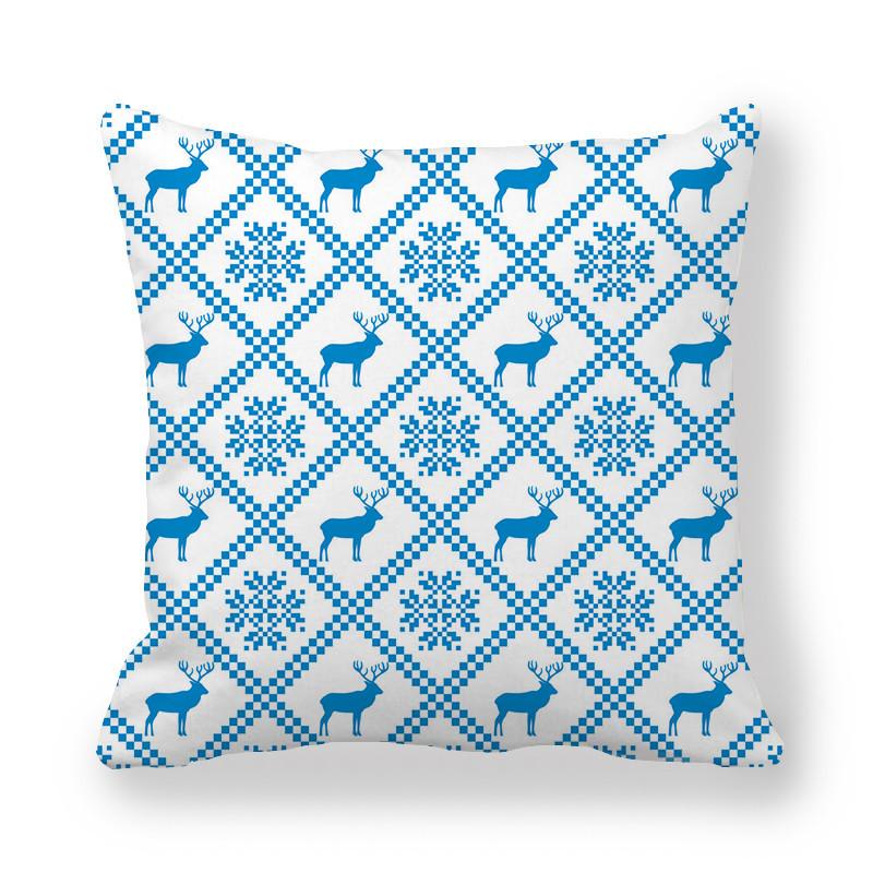 Creative And Unique Christmas Deer Digital Printing Short Plush Pillow Covers For Car Sofa Office Cushion Cover Home Goods