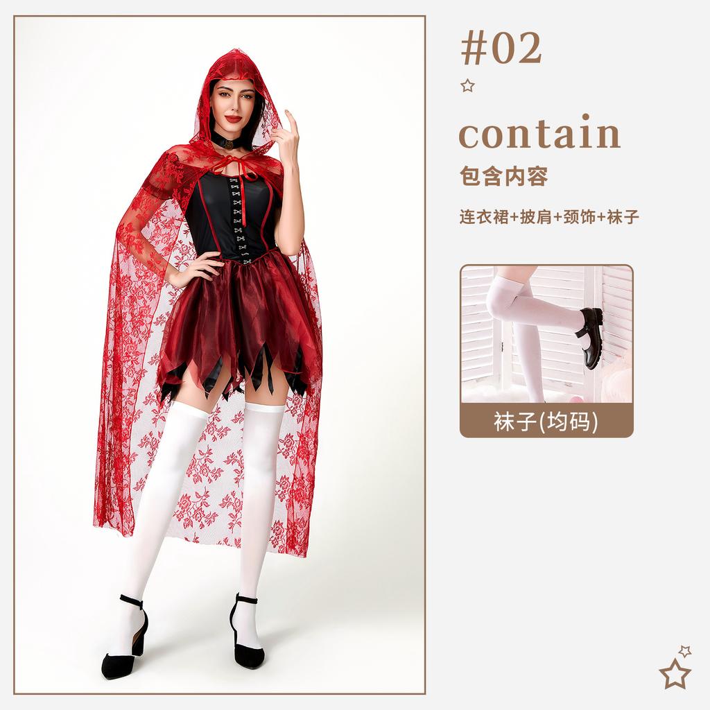 Halloween Costume Adult Female Cosplay Witch Costume Witch Vampire Sexy Shawl Cape Dress Female