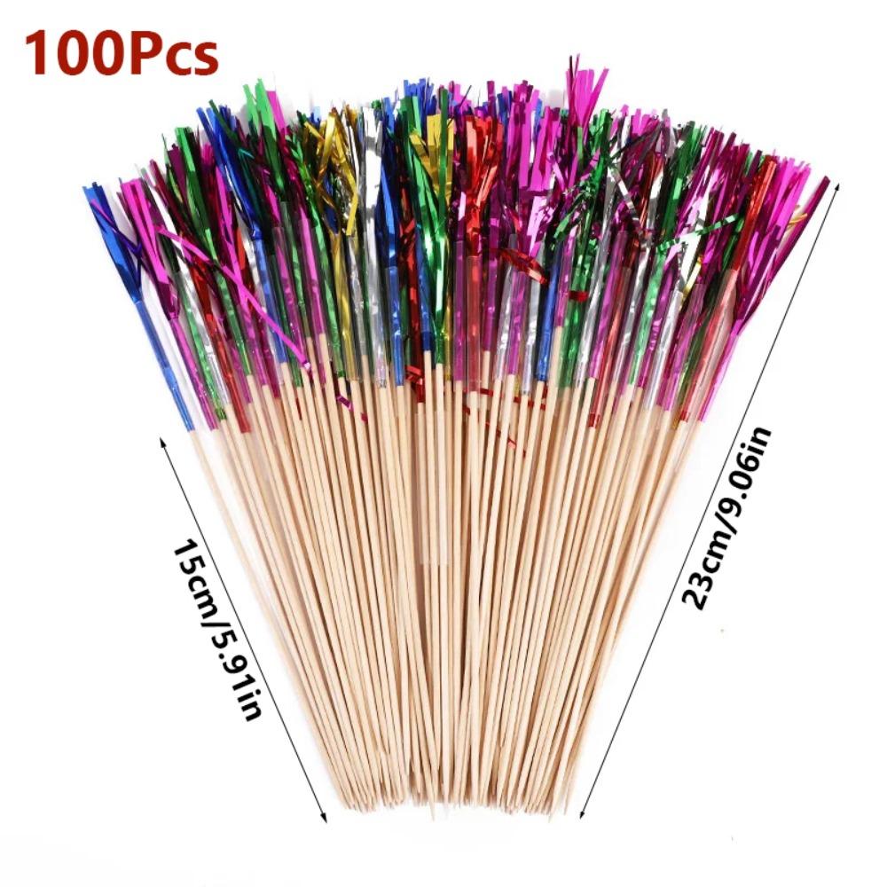 100 stk Engangs Dusker Fyrverkeri Kaketopp Fargerike Dessert Fruktpinner Strandfest