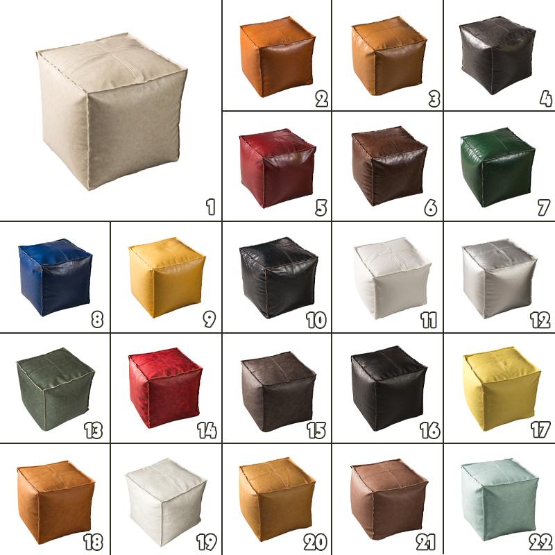 Moroccan PU Leather Pouf Ottoman Footstool Home Decor Seat Stool Nordic Style Artificial Leather Unstuffed Cushion Without Core