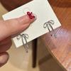 Minimalist Design Bow Streamer Stud Earrings Femininity Fashion Versatile Niche Design Sense Daily Commuter Earrings