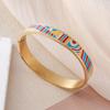 European and American Bestseller: 18K Gold Plated Titanium Steel Enamel Bracelet - Women’s Colorful Drip Oil Light Luxury Jewelry.