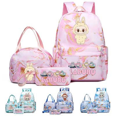 3Pcs/set Cute Printed Backpack Lunch Bag Pencil Case Teenager Boy Girl Knapsack Student Zimomo Schoolbag Women Travel Bag Gift