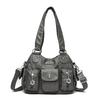 Retro Leather Female Multi-pockets Shoulder Crossbody Bags for Women Mother 2 Layers Large Capacity Handbag Messenger Tote Bag
