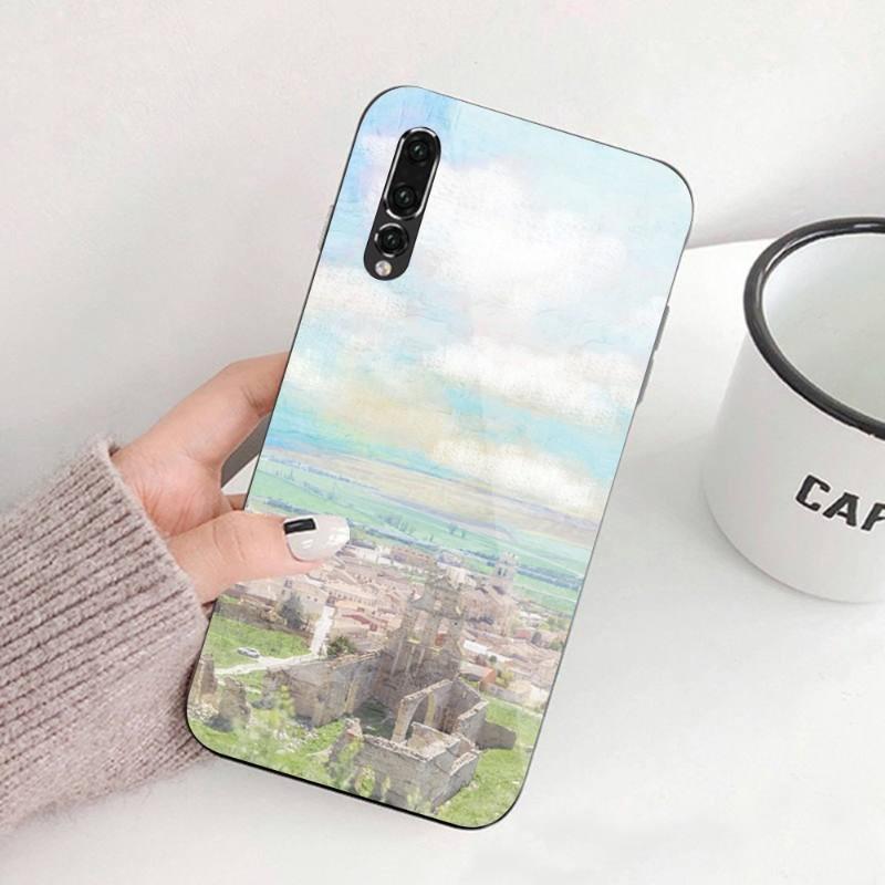 Ilustracja Malarstwo Olejne Artystyczne Etui na Telefon Dla Huawei P50 P40 P30 P20 Pro Mate 40 30 20 Pro Nova 9 8 7 PC Szkło Pokrowiec na Telefon