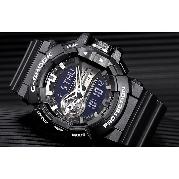 Casio Youth Series Hip Hop Style Super Anti-Magnetic Rotating Switch Waterproof Sports Watch Quartz Movement Men watches Black GA-400GB-1A