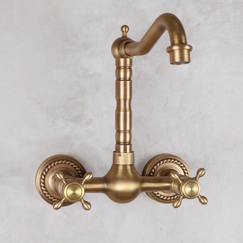 TLXT Vintage Gourd Wall-Mounted Bathtub Faucet