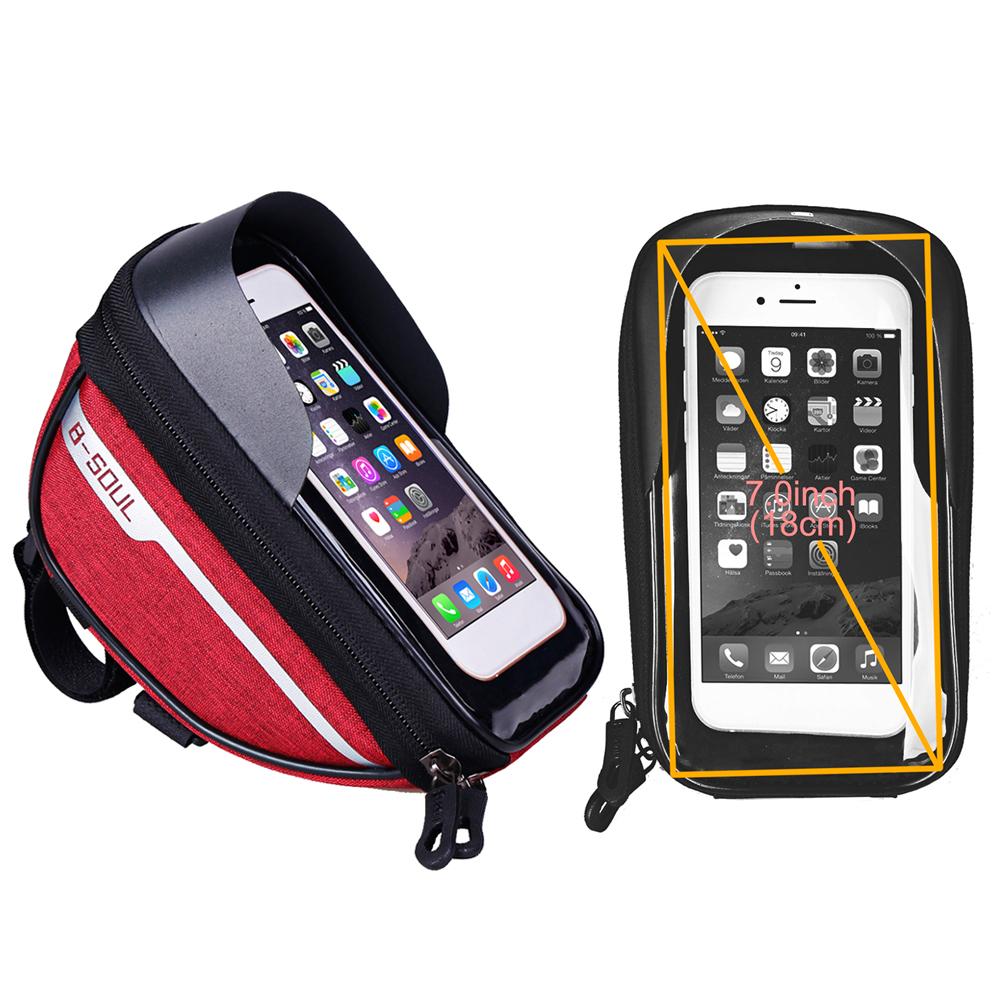 Bicycle Front Frame Touch Screen Waterproof Phone Bag Bike Top Tube Pannier Bags