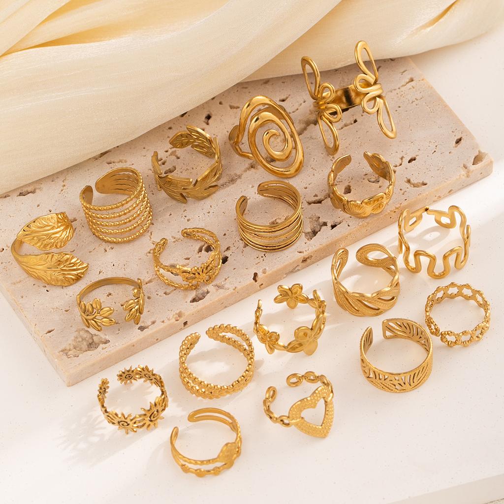 1Pcs Lady stainless steel open-ended ring, extravagant accessory ring, hollow finger ring