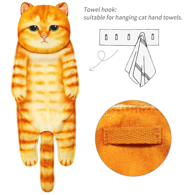 Cute Cat Hand Towels Quick Dry Soft Absorbent Microfiber Hanging Washcloths Face Towels For Bathroom Kitchen Accessories