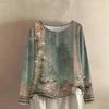 Women's Fashionable And Casual Shirt Long Sleeve Round Neck -color Cotton And Linen Blouse Top