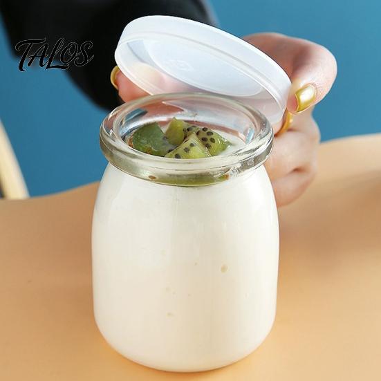 Talos 4PCS Pudding Jars with Lid, Food Grade Glass Airtight Mason Jars, DIY Favorite Flavors Containers, for Yogurt Parfait Candy Storage