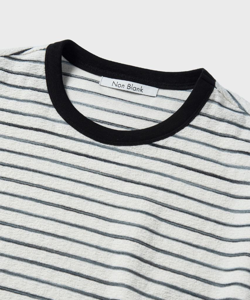 NONBLANK Terry Stripe Half T-Shirt_Black