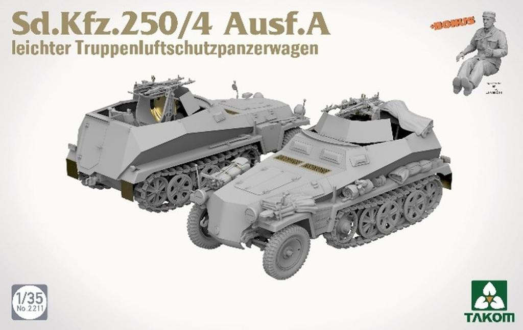 Takom Light Armored Personnel Carrier Plastic Model Kit TKO2211 1/35 Sd.Kfz.250/4 A-type Anti-Aircraft