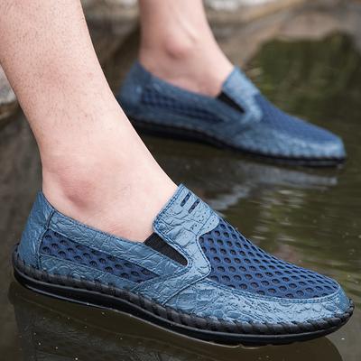 Sports Shoes for Men's 2024 Summer Mesh Breathable Handmade Casual Shoes with Flat Bottoms Anti-skid and Comfortable Water Shoes