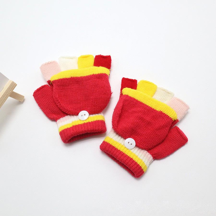 Kids' Winter Fingerless Flip-Top Writing Gloves – Warm Half-Finger Gloves for Boys & Girls