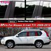8Pcs Glossy Black/Carbon Fiber Car Door Window Center BC Pillar Post Cover Trim Sticker For Nissan X-Trail Xtrail T31 2008-2012