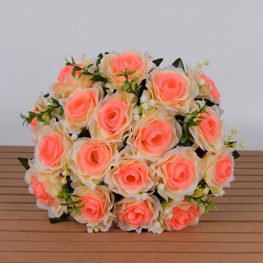 

18 Heads Valentine s Day Flowers 10 Colors Natural Simulated Rose Home Decorative оранжевый