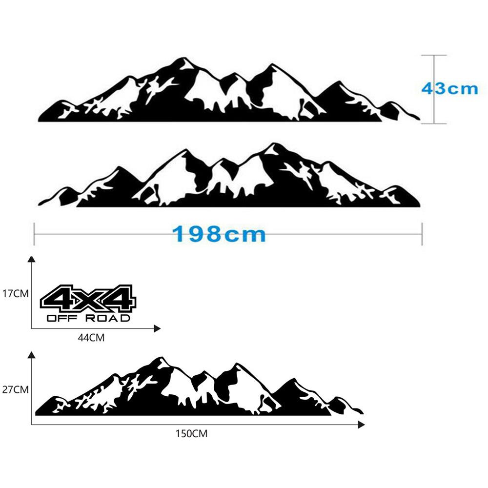3 Stück Schwarzer Auto Seitenkarosserie Aufkleber 4x4 Offroad Grafik Vinyl Abziehbild Wasserdicht