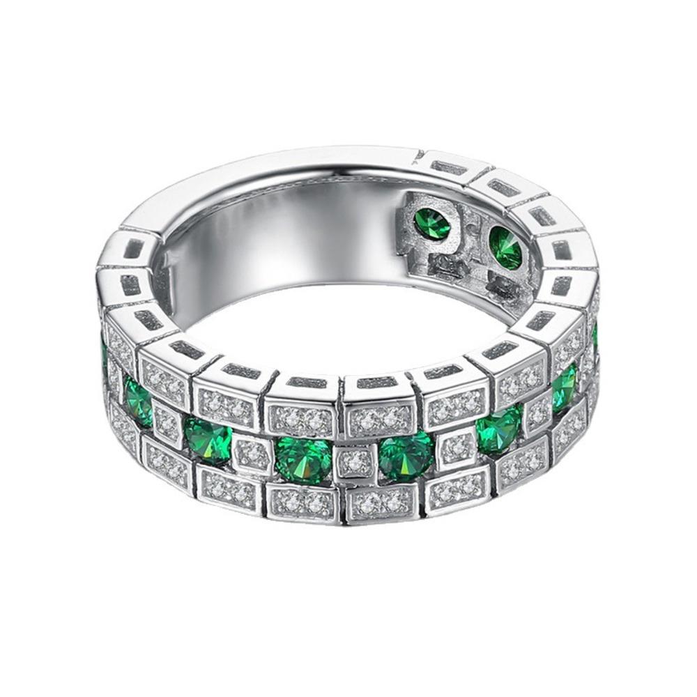 WOSIKATE Trendy Domineering Emerald Men's Ring With CopperPlated Fashion Jewellery Business Ring For Men