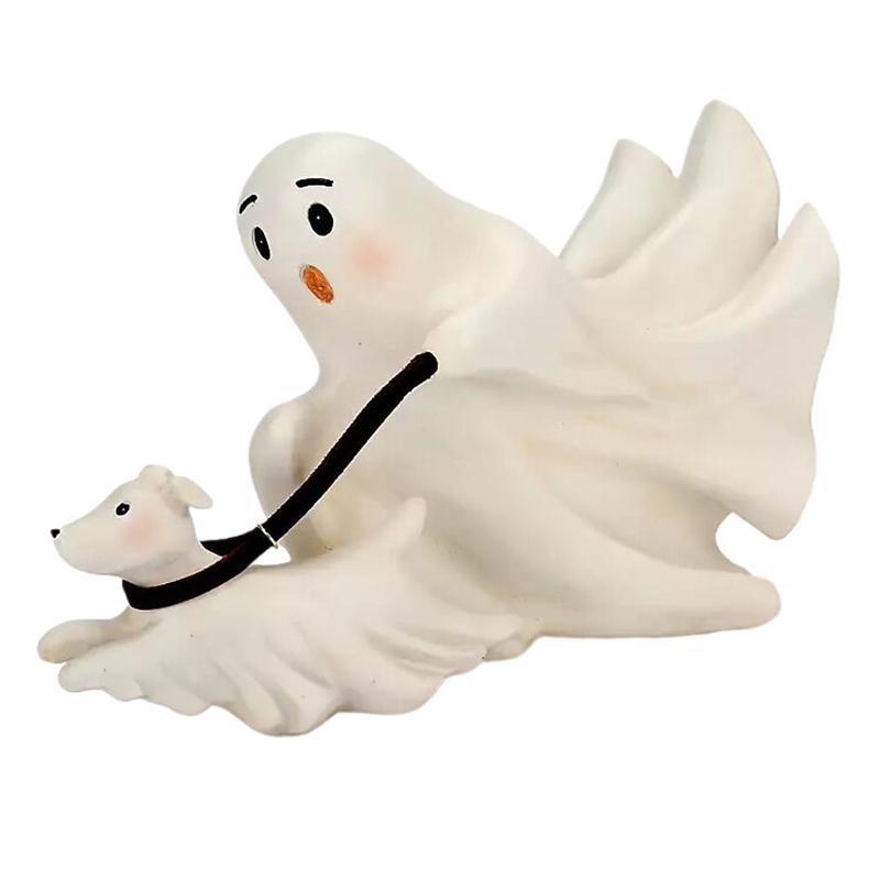 Ghost Walking Dog Statue, Cute Ghost Resin Figurine, Halloween Decorations For Party, Home, Bedroom, Shelf, Table Centerpiece