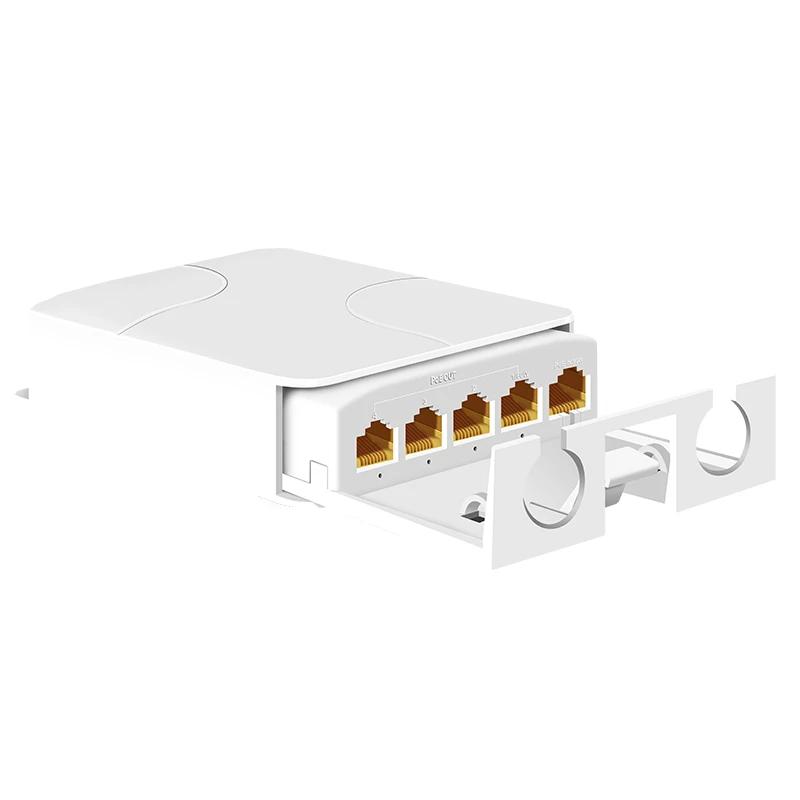 5 Port Waterproof PoE Extender 4 Port Repeater 100/1000Mbps Outdoor Network IP55 VLAN 44-57V for PoE IP Camera Wireless AP