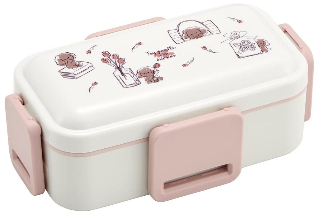 Skater Toy Poodle Intelli Bento Softly Made in Box, 600ml, Antibacterial, Filled, Dome-Shaped Lid, Two-Tier, Women's, Japan, PFLW4AG-A