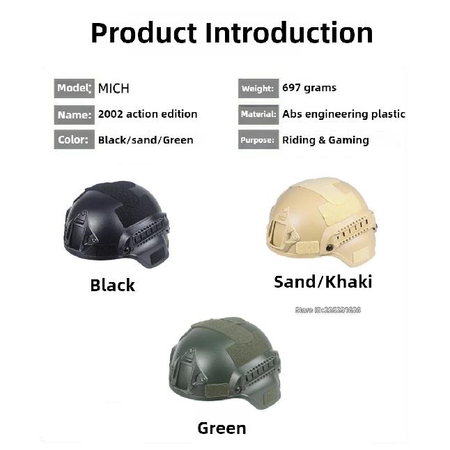 Motorcycle Tactical MICH Rail Military Outdoor Sports CS MICH2000 Riding Protective Helmet FAST Airsoft Painball SWAT Helmet