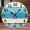 Nautical Ocean Wooden Round Silent Hanging Wall Clock, Suitable For Living Room, Office, Study Room, Bedroom, Home Decoration