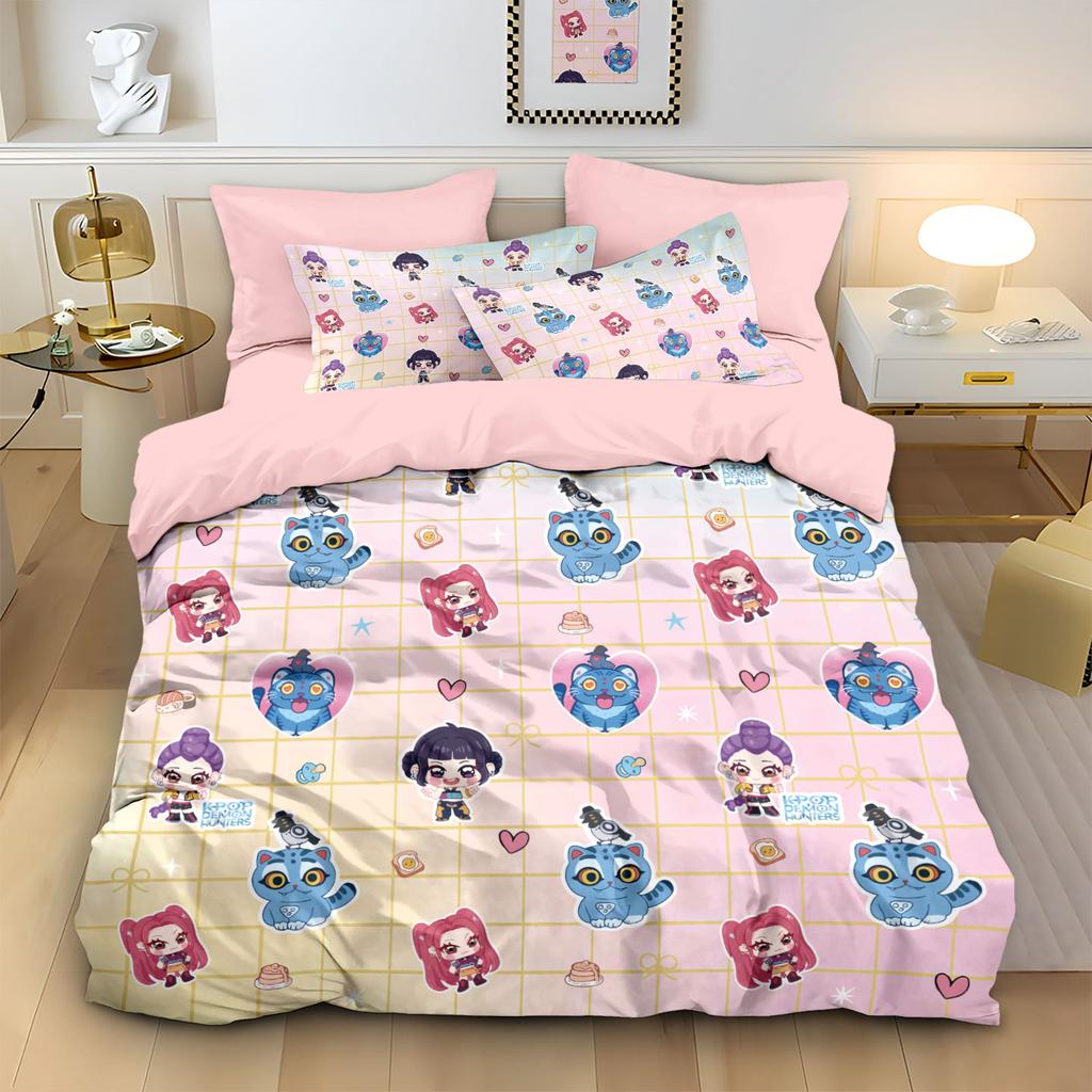 K-Pop Demon Hunters Bedding Sets Eu Single Comforter Quilt Bed Cover Duvet Cover Pillow Case 2-3 Pieces Sets Kids Adult Size
