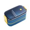 Cute 2 Layers Stainless Steel Lunch Box for Kids Children Food Container Wheat Straw Storage Box Material Japanese Style Anti-Bento Leak Bento Box | B