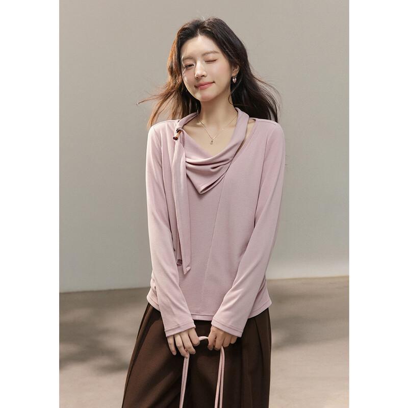 Women s Ribbon Cowl Neck Knit Top L