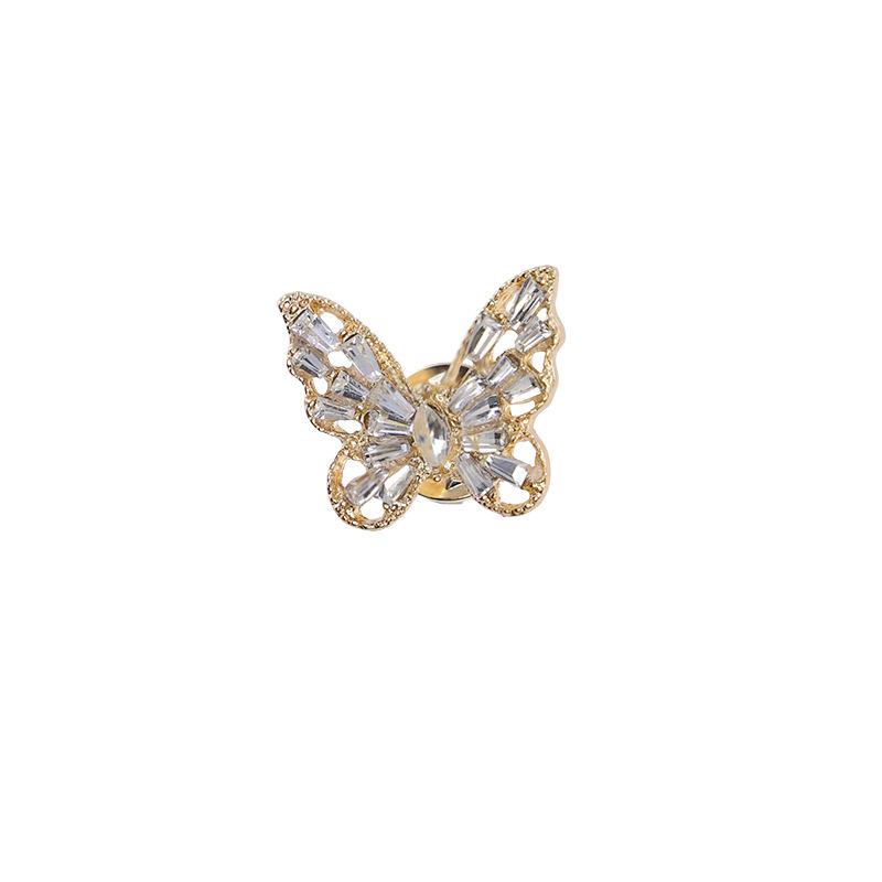 Fresh and Smart Butterfly Hollow Flash Diamond Brooch Anti-light Buckle Pin Temperament Cardigan Silk Scarf Buckle Fixed Decoration