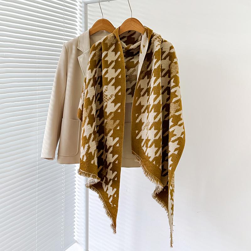 

Women s Luxury Brand Cashmere Winter Shawl - Vintage Allover Pattern Printed with Tassels, Pashmina Wrap & Bandana імбирний