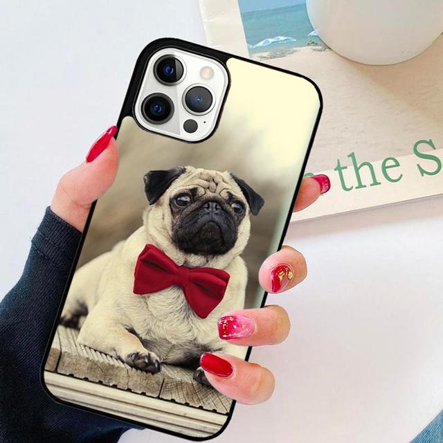Animal Black Pug Close Up Phone Case Cover For iPhone 17 Air 15 16 14 Plus Apple 11 12 13 Pro Max Coque