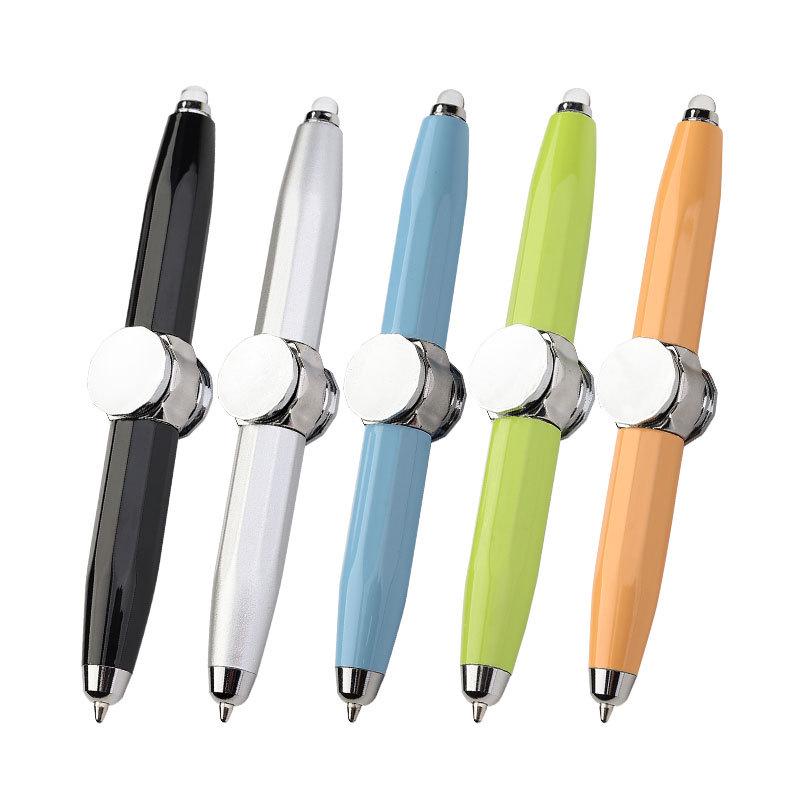 Creative Luminous Multifunction Spinner Pen with LED Light – Writable Decompression Ballpoint.