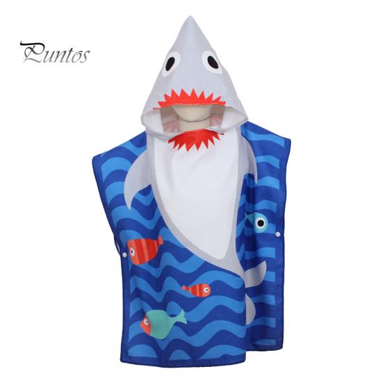 Children Bath Towel Cartoon Printing Kids Beadch Hooded Bath Wrap Poncho Quick-drying Super Absorbent Swimming Towel Windproof Wearable Towel Toddler