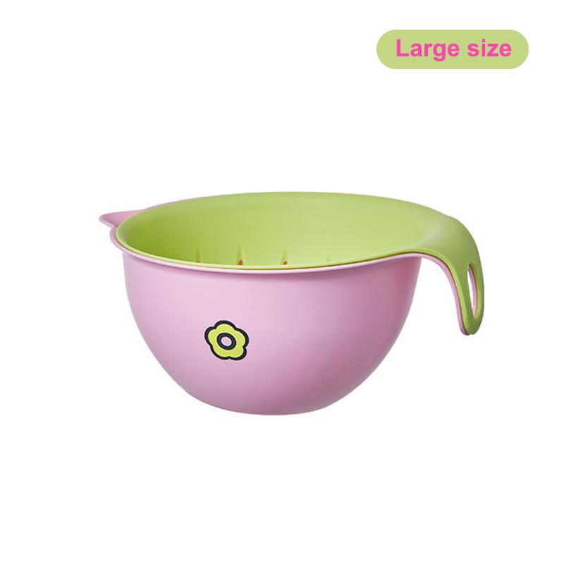 Kreativní multifunkční odkapávací koš Dvouvrstvý kuchyňský koš na ovoce a zeleninu Kulatý plastový koš na mytí nádobí s rukojetí