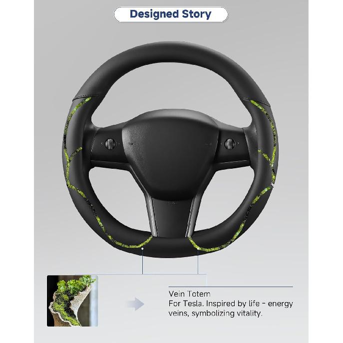 West Llama ized Nappa Leather Car Steering Wheel Cover for 2016-2025 Tesla Model 3/Model Y 2026 Juniper/Highland, Non-Slip Design of Tesla