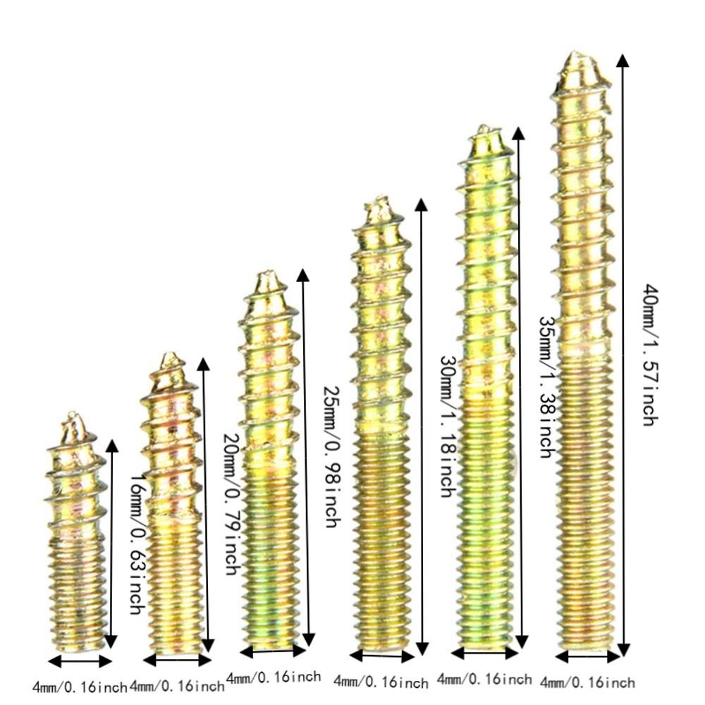 110pc Headed Dowel Screw Double Threaded Double Ended Screw Threaded Wood Screw Indoor Use