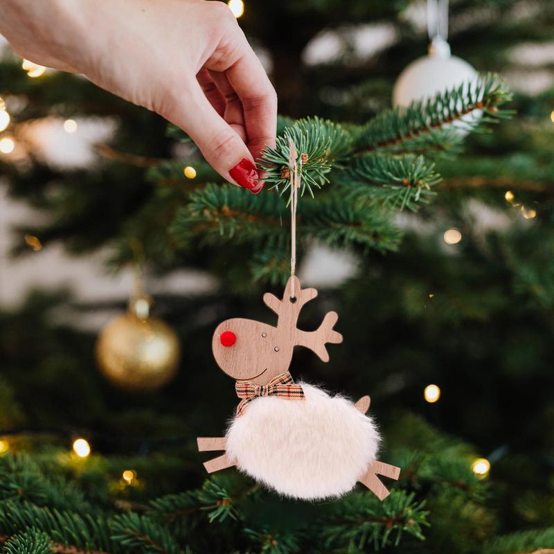 Christmas Wooden Deer Decorations Wooden Deer Decorations With Red Lamb Fabulous Hand Made Red Lamb Decorative Deer Ornament For