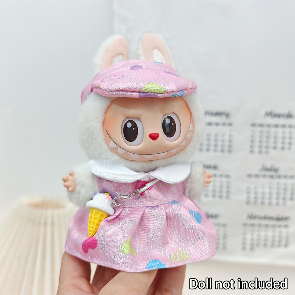 Miniature Colorful Heart Dress Set for 17cm Labubu Dolls Cute DIY Doll Clothes Fashion Accessories Lovely Outfit Gifts for Girls Friends