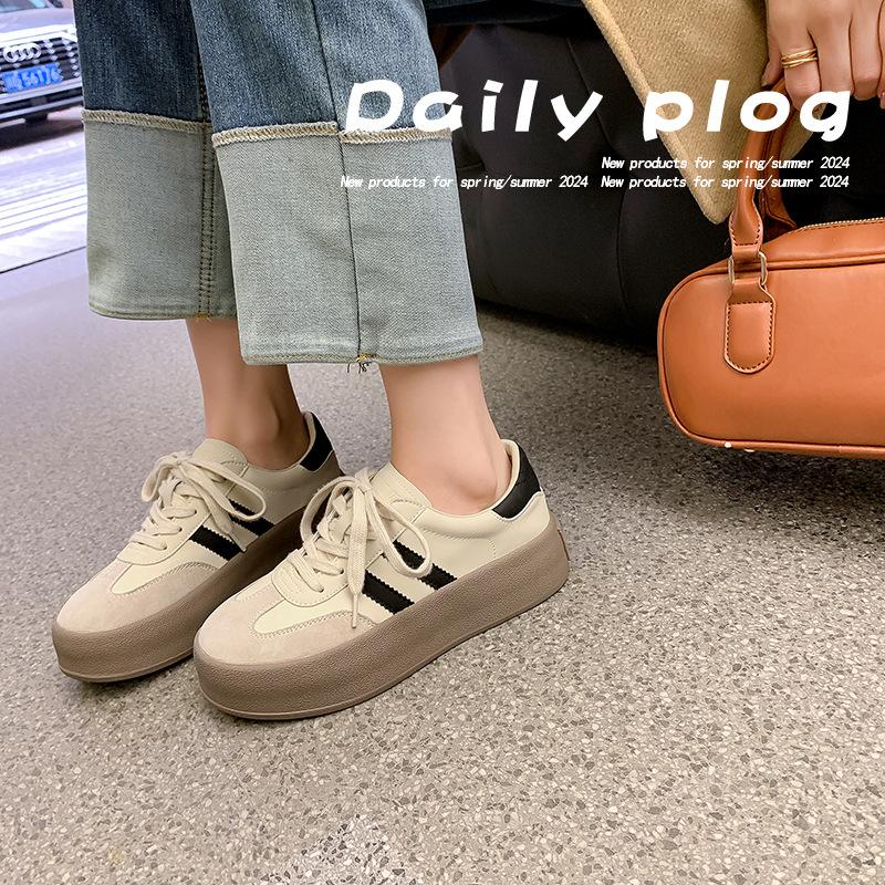 Retro German training shoes women's spring new sports and leisure board shoes women's thick soles increase in height