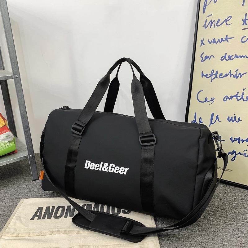 

Деловая поездка на короткие расстояния, сумка для багажа из ткани Оксфорд, разделительная для сухого и влажного воздуха, дорожная сумка через плечо на одно плечо 52*16*29cm чёрный