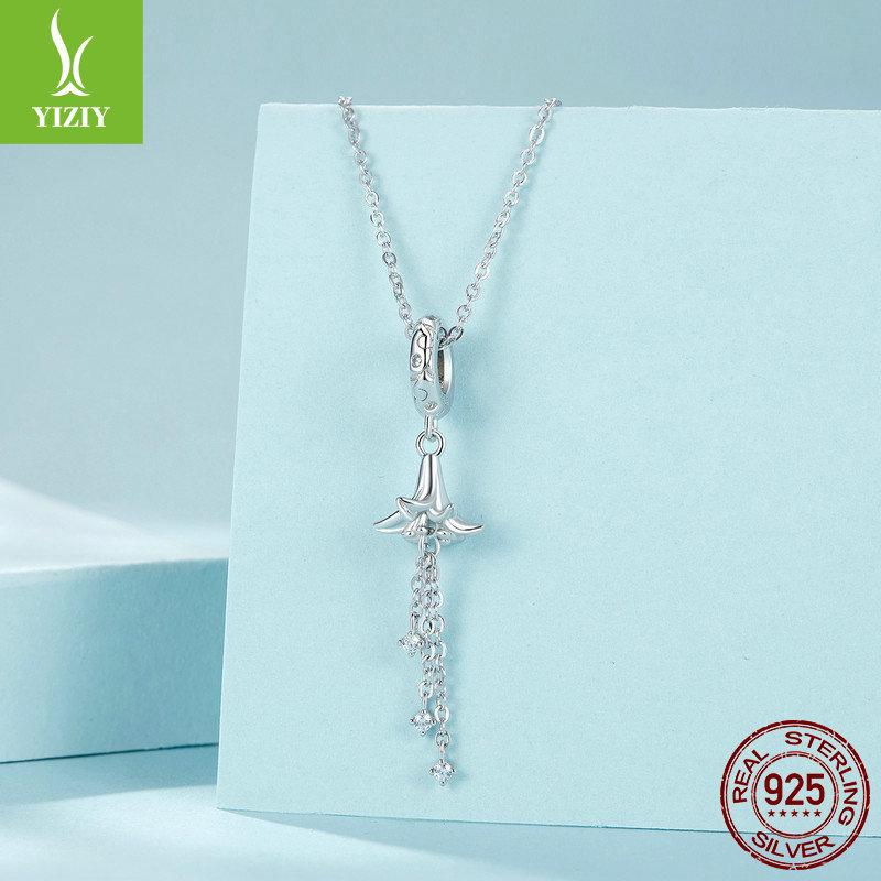 Pure Lily Diy Pendant Accessories, Elegant Charm S925 Sterling Silver Flower Bracelet Beaded