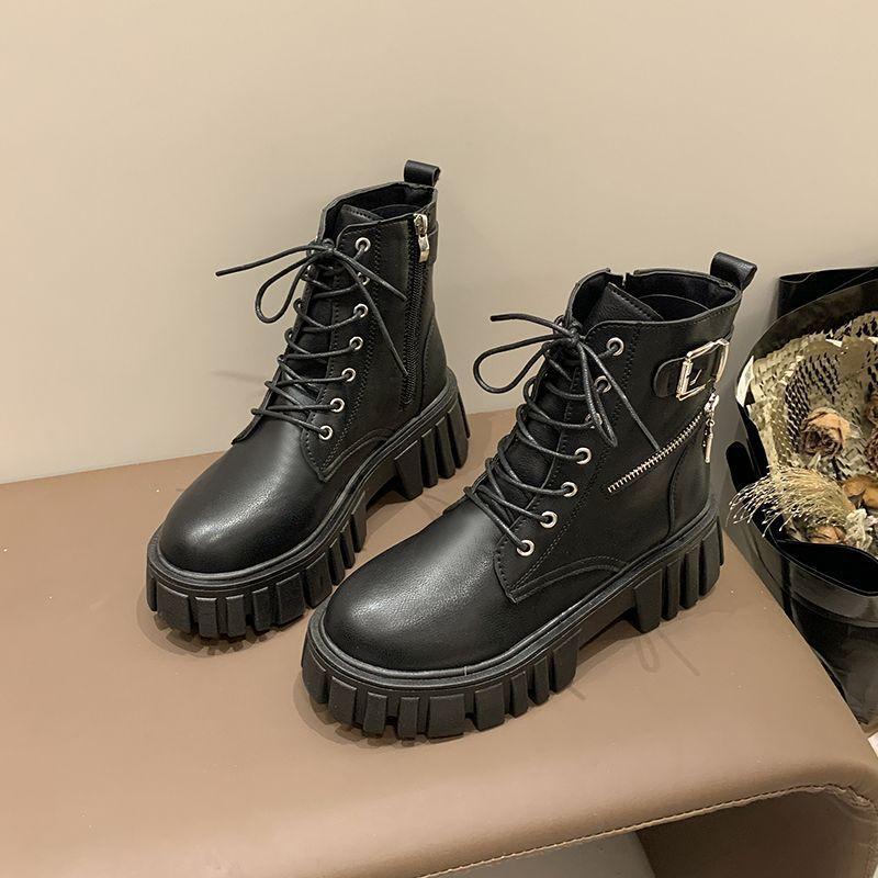 Skinny little man thick-soled heightening British style short boots children 2025 autumn new retro handsome Martin boots women