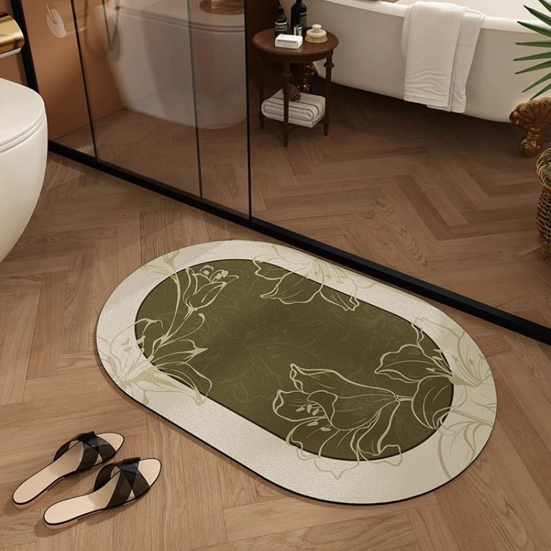 Bathroom Absorbent Floor Mat, Diatomaceous Earth Quick Drying Retro Bathroom Anti Slip Foot Mat, Toilet Dirt Resistant