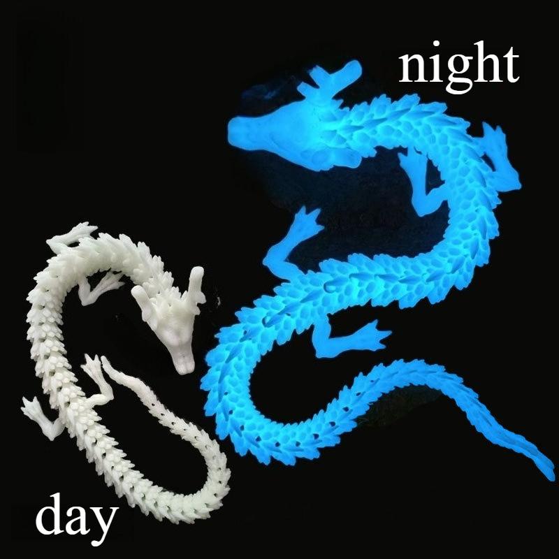Luminous Toys 3D Printed Animal Glow In The Dark Dragon Snake Rotatable Articulated Tyrannosaurus Rex Home Decor Kids Gift